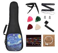 MUINS Ukulele Bag,21 23 26 30 inch Ukelele Case Thicker Pad For Soprano Concert Tenor Uke with Double Adjustable Straps and Handle (starlit sky, 23 Inch)