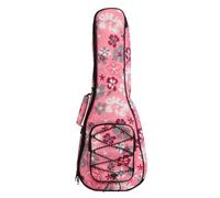 MUINS Ukulele Case,21 23 26 30 inch Ukelele Case Thicker Pad For Soprano Concert Tenor Uke with Double Adjustable Straps and Handle (Pink Flower, 21 Inch)