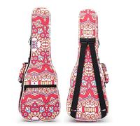 MUINS Ukulele Case,23 Durable Colorful Ukelele Case with Thicker Pad with Double Adjustable Straps, Storage and Handle (Red Geometry, Concert 23 Inch)