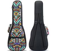 MUINS Ukulele Case,23 Durable Colorful Ukelele Case with Thicker Pad with Double Adjustable Straps, Storage and Handle (Blue Geometry, Concert 23 Inch)