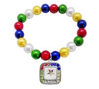 muiot Colorful OES Society Jewelry rhinestone charms Imitation pearl bead Elastic Bracelet bangle