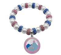 muiot J&J JACK AND JILL Sorority Letter Enamel Badge Bracelet, Pink & Blue