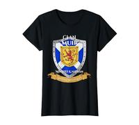Muir Scottish Family Clan Scotland Shield T-Shirt, Women, Black, X-Small