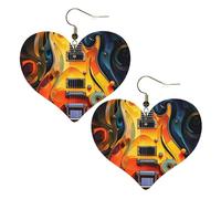 Muisc Note Leather Earrings for Women Heart Dangle Earrings Lightweight Drop Earring Jewelry Gift