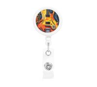 Muisc Note Retractable Badge Reel Holder with Clip and Keychain Name Badge Reel Funny Cute Badge Clips Id Card Badge Holder for Office Worker Doctor Nurse