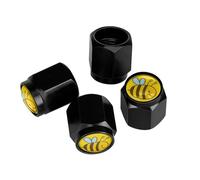 Muishi Cute Bee Honeycomb Tire Valve Stem Caps, Aluminum Black Stem Tire Valve Caps Universal Stem Covers for Cars, SUVs, Trucks, Bikes, Motorcycles, Bicycles (4 Pack)