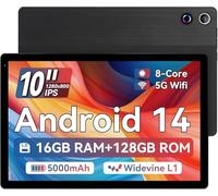 MUISOO 10 Inch Android 14 Tablet, 16GB RAM, 128GB ROM (Expandable to 1TB), Octa-Core Processor, 1280 * 800 IPS HD Touchscreen, 5G/2.4G WiFi, BT 5.0, Dual Camera, 2 Speaker Black