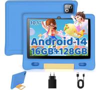 MUISOO 10 Inch Kids Tablet, Android 14 tablet for kids with Octa Core Processor, 16GB RAM 128GB ROM 1TB TF, 5000mAh Battery, WiFi, Bluetooth, Type-C, Kids Tablets with 8+5MP Dual Camera (Blue)