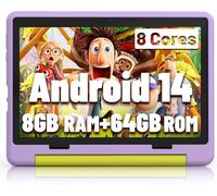 MUISOO 10 Inch Kids Tablet, Android 14 tablet for kids with Octa Core Processor, 8GB RAM 64GB ROM 1TB TF, 5000mAh Battery, WiFi, Bluetooth, Type-C, Kids Tablets with 8+5MP Dual Camera (Purple, 10)
