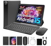 MUISOO Android 15 Tablet, 10.4 inch Tablet, Android Tablets with Keyboard Pen Case Mouse Earphone, 20GB RAM+64GB ROM (TF 1TB), 5000mAh, WiFi 6, BT5.4, Dual Cameras & Speakers, Black
