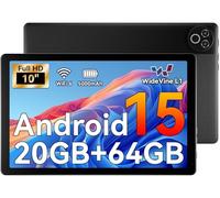 MUISOO Android 15 Tablet, 10 Inch Tablet, 20GB RAM+64GB ROM (TF 1TB), 5000mAh, 1280 * 800 HD, WiFi 6, Bluetooth 5.4, Dual Cameras, Dual Speakers, Black
