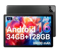 MUISOO Android 16 Tablet, Octa-Core Tablet, 34GB+128GB (Expandable to 1TB), 10.1 Tablet with Bluetooth 5.3, WiFi 6, Dual Camera, 5MP+8MP, 6000mAh, Tablets with Keyboard Mode, Rainbow Lights (Black)