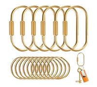 Muitcdo Brass Key Rings Bulk, Gold Key Chain Organizer Holder for Men Women with Secure Screw Locking, Cute Purse Bag Charms for Handbags, Small Carabiner Clip for Dog Leash Pet Tags (6 Pack)