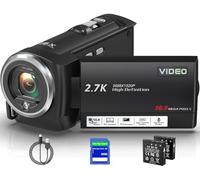 Muitune Camcorder QHD 2.7K 50MP 16X Digital Zoom Vlogging Camera with LED Fill Light for YouTube, 2.8 Inch 270 Degree Rotation LCD Camcorder with 32GB SD Card and Two Batteries