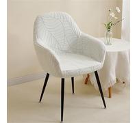 Muiuou Curved Back Dining Chair Covers With Arms, Stretch Spandex Bar Stool Covers, Reusable Leaf Jacquard Vanity Chair Slipcover For Office Kitchen Party Hotel (2PCS,Style 4)