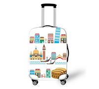 Muiuou Elastic Suitcase Covers Luggage Covers, 3D City Print Trolley Case Protective Travel Luggage Washable Anti Scratch Dustproof Resistant Baggage Case Protector (M(22-24 Inch),Style 4)