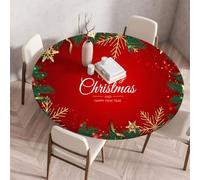 Muiuou Round Tablecloth, Christmas Printing Tabletop,Reusable Wipeable Waterproof Oil-Proof Elastic Edged Round Table Cloth, Fitted Kitchen Dinning Room Party Home (Diameter 60cm,Style 6)