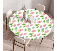 Muiuou Round Tablecloth,Flower Printing Reusable Waterproof Oil-Proof Elastic Edged Round Table Cover Protector Cloth,Fitted Kitchen Restaurant Picnic Home Decoration (Diameter 60cm,Style 1)