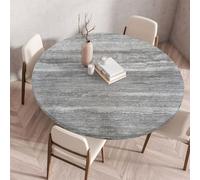 Muiuou Round Tablecloth, Printing Reusable Waterproof Oil-Proof Elastic Edged Round Table Cover Protector Cloth, Fitted Kitchen Restaurant Picnic Home Decoration
