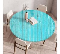 Muiuou Round Tablecloth, Wood Texture Printing Reusable Waterproof Oil-Proof Elastic Round Table Cover Cloth, Fitted Kitchen Restaurant Picnic Home Decoration (Diameter 60cm,Style 5)