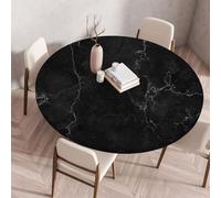Muiuou Waterproof Elastic Fitted Round Tablecloth, Marble Printing Reusable Waterproof Oil-Proof Round Table Cover Cloth, Fitted Home Decoration Restaurant Picnic (Diameter 110cm,Marble 13)