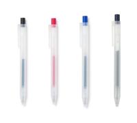 MUJI 無印良品 Fine Tip Gel Pens, 0.38 mm, Retractable, Black, Blue, Red and Navy (4)