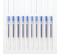 MUJI 無印良品 Gel Ink Ballpoint Pens, Set of 10, Transparent Barrel with Cap. (Blue, 0.38mm)