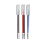 Muji Erasable Ballpoint Pen Set of three, 0.5mm Fine Tip, Red/Blue/Black, with Rubber Eraser Cap