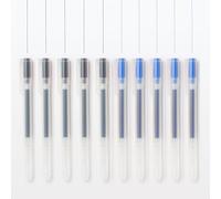 MUJI Gel Pen Set, 10 Pens with Caps, 5 Black and 5 Blue, Refillable (0.38mm)