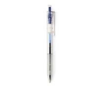 MUJI Polycarbonate Ballpoint Pen, 0.5mm Fine Tip, Clear Barrel with Rubber Grip (Blue)