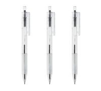 MUJI Polycarbonate Ballpoint Pens, 0.5mm Fine Tip, Rubber Grip, Pack of 3, Black/Red/Blue (Black)