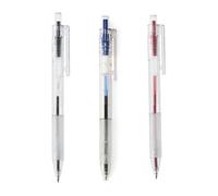 MUJI Polycarbonate Ballpoint Pens, 0.5mm Tip, Pack of 3, Black/Blue/Red