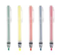 MUJI Retractable Highlighter Pens, Set of 5 Neon Colours, Orange, Pink, Green, Blue, Yellow