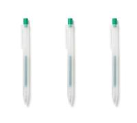 Muji Smooth Gel Ink Ballpoint Pen, 0.3mm, Retractable, 3-Pack (Green)