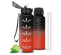 Mujigaga Drinking Bottle 1 5 Litres, Sports Water Bottle, Secure Locking, Water Bottles with Time Marking and Lacing, Water Bottle with Straw, Leak-Proof for Gym, Travel, Yoga
