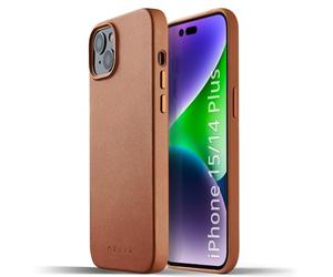 Mujjo Full Leather Case for iPhone 15 Plus, iPhone 14 Plus with MagSafe (Tan)