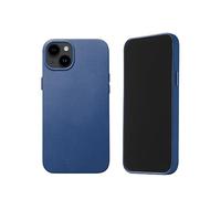 Mujjo Leather Phone Case - Fits iPhones 15 Plus and 14 Plus - MagSafe Compatible - Premium European Leather - Camera Lens Protection - Crafted with Recycled Materials - Slim Profile - Monaco Blue