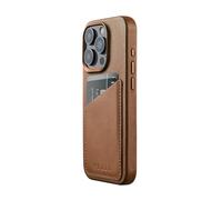 Mujjo Leather Phone Wallet Fits iPhone 15 Pro Compatible with MagSafe, European Premium Leather Case with Card Pocket, Enhanced Phone and Camera Protection, Made of