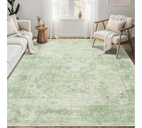 MUJOO 6x9 Area Rugs Green,Washable Boho Rugs for Living Room Bedroom Dining Room,Large Non Slip Throw Carpet Soft Sage Green Floral