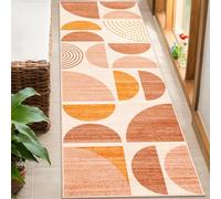 MUJOO Boho Runner Rug Washable,2x6 Area Rugs for Hallways Kitchen Bathroom Bedroom Entryway,Non Slip Carpet Long Mat Indoor,Soft Modern Abstract Bohemian Orange