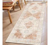 MUJOO Washable Runner Rug,2x6 Runners for Kitchen Bathroom Hallway Bedroom Entryway Laundry,Non Slip Long Mat Indoor,Boho Throw Carpet Low Pile Terracotta
