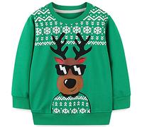MUJOQE Boys Ugly Christmas Jumper Kids Reindeer Sweatshirt Cotton Xmas Pullover Toddler Long Sleeve Shirts Top Crewneck Sweater 6 Years