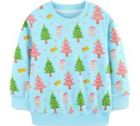 MUJOQE Girl Christmas Tree Jumper Kids Cotton Xmas Sweatshirt Long Sleeve Pullover Baby Ugly Christmas Sweater Outfit Clothes Age 4-5 Years