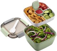 MUJUZE Lunch Box with Divided Compartments, Salad Box Adult/Children, Sustainable, Leak-Proof, Dishwasher Safe,Salad Lunch Box, Nursery Bento Box for School, Work, Picnic Travel (New Green)