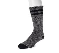 MUK LUKS Men's 1-Pair Heat Retainer Thermal Insulated Socks Slipper, Ebony Marl, One Size