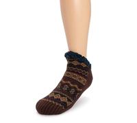 MUK LUKS Men's Ankle Cabin Sox, Crimson/Walnut, XL