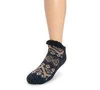 MUK LUKS Men's Ankle Cabin Sox Slipper, Twilight/Grey, S-M