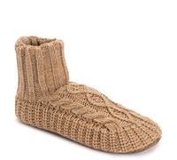 MUK LUKS Men's Cable Boot Slipper, Tan, S