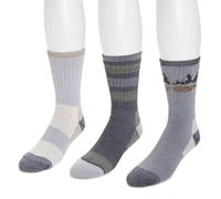 MUK LUKS Men's Crew Hike Heat Retainer Socks (3 Pack), Blue, One Size