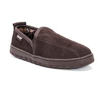 MUK LUKS Men's Eric Dbl Gore Printed Berber Suede Slip on-Brown Slipper, Chocolate, 12 UK